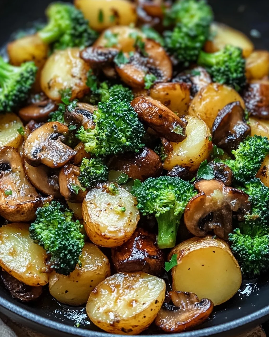 Brokkoli Kartoffel Pfanne mit Pilzen