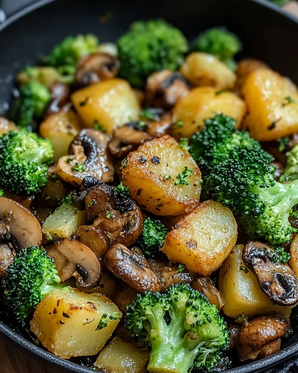 Brokkoli Kartoffel Pfanne mit Pilzen