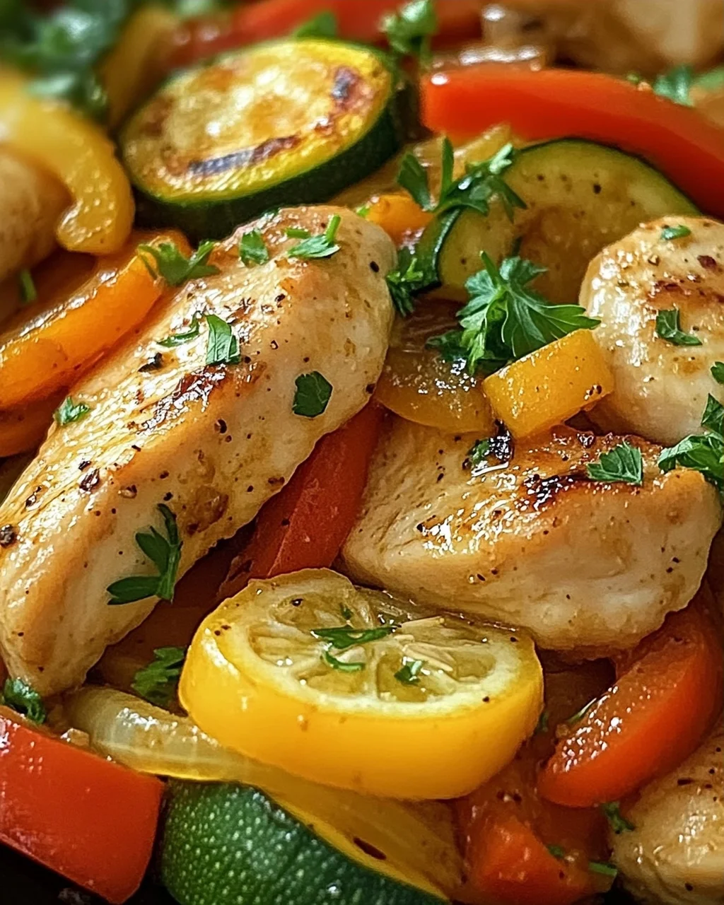 Gemüsepfanne mit Hähnchen