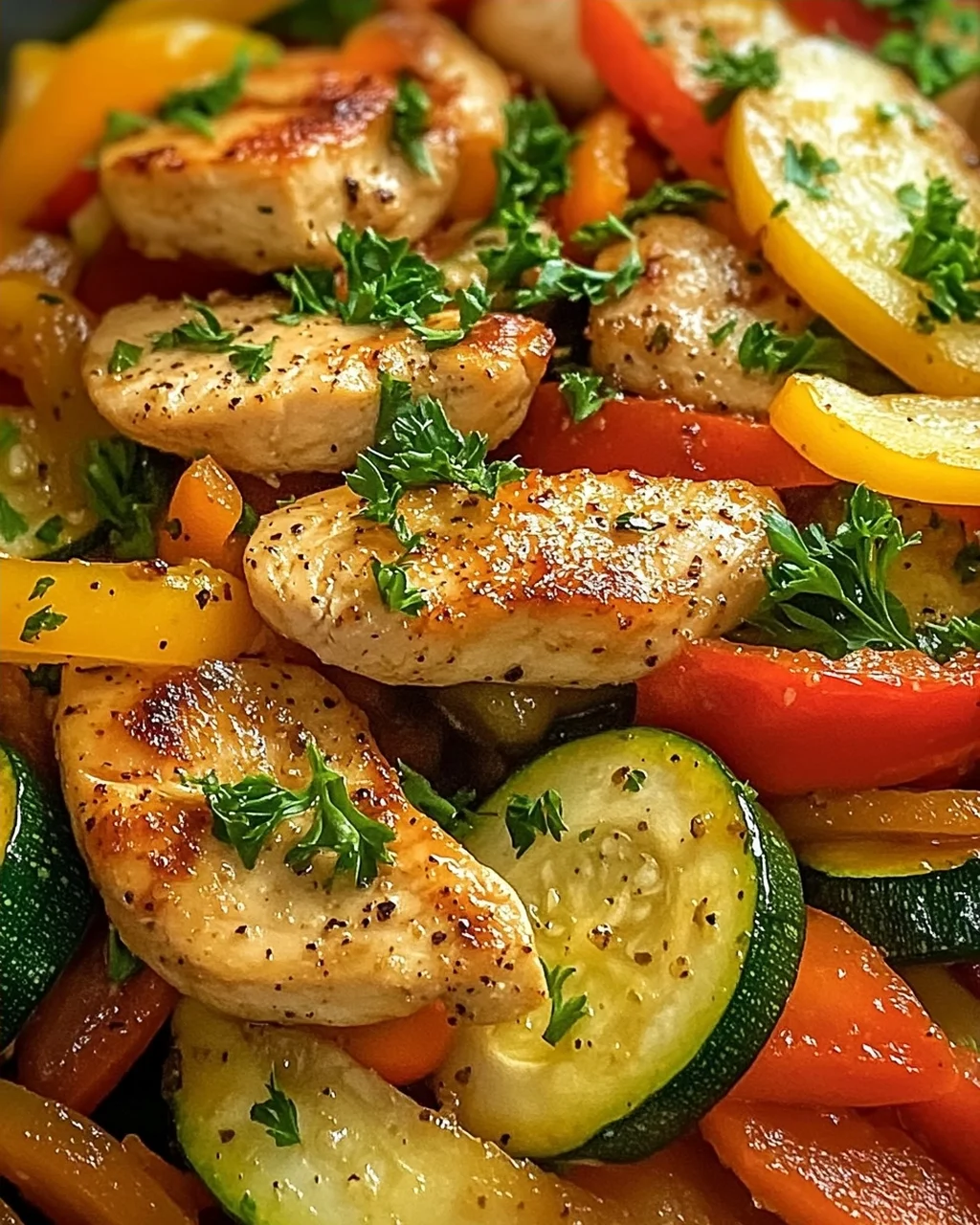 Gemüsepfanne mit Hähnchen