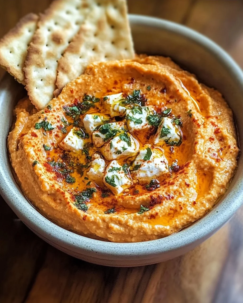 Gerösteter Paprika Feta Dip für entspannte Abende