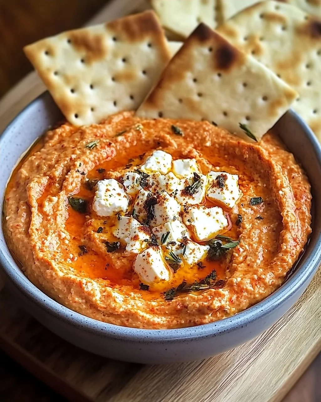 Gerösteter Paprika Feta Dip für entspannte Abende