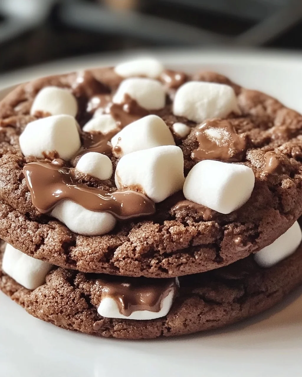 Heiße Schokoladenkekse mit gooey Marshmallows