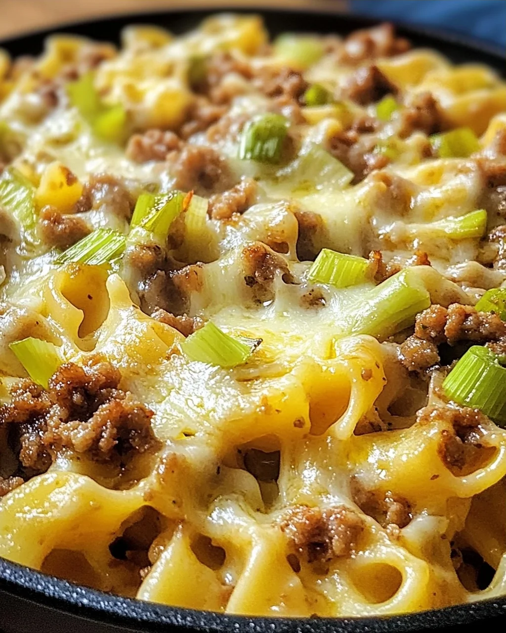 Käse-Lauch Pasta mit Hackfleisch