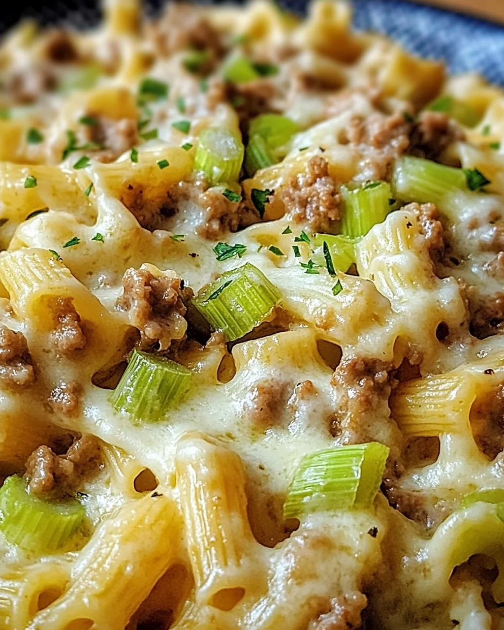 Käse-Lauch Pasta mit Hackfleisch