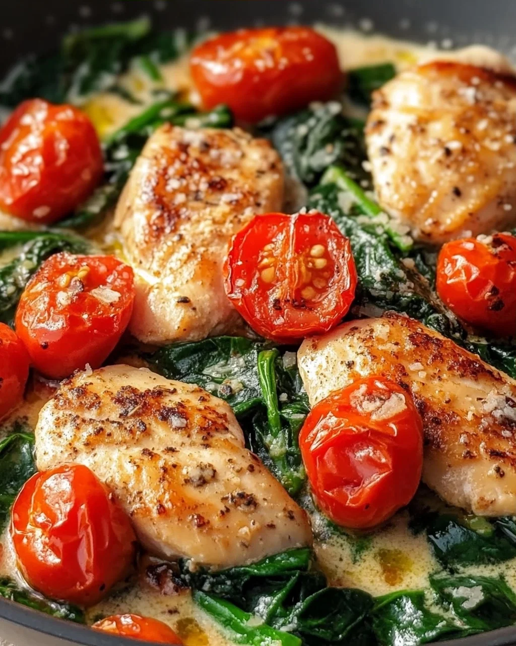 Keto Hähnchenpfanne mit Spinat und Tomaten – Schnell und lecker!