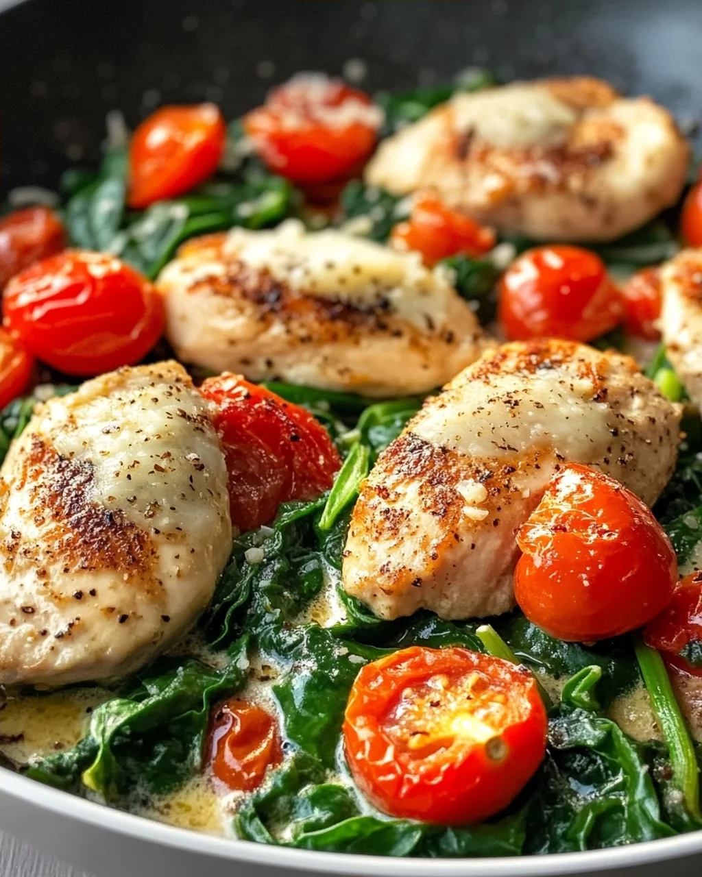 Keto Hähnchenpfanne mit Spinat und Tomaten – Schnell und lecker!