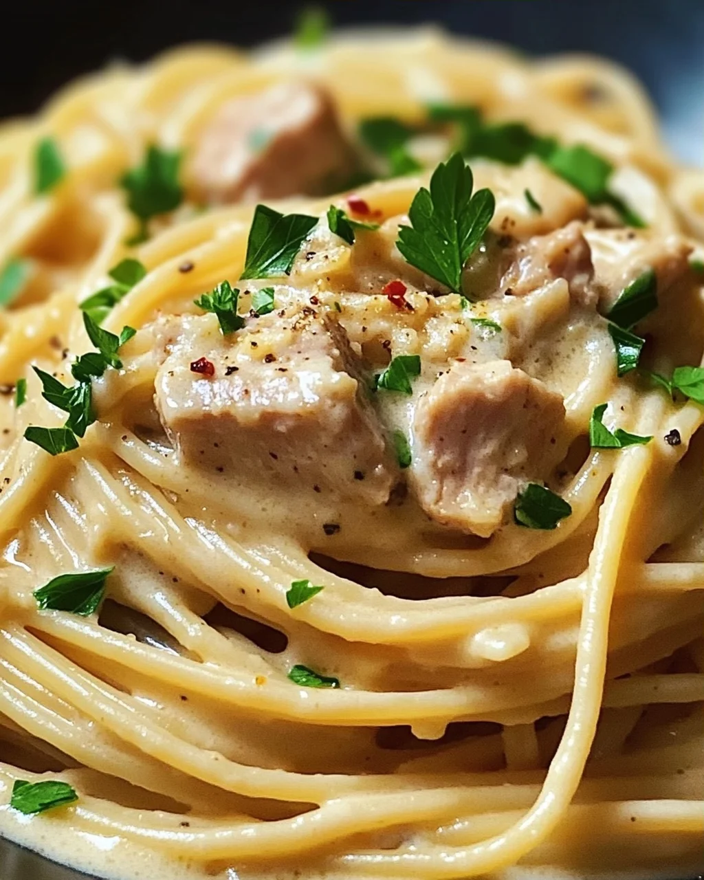 Thunfisch-Sahne-Soße mit Spaghetti