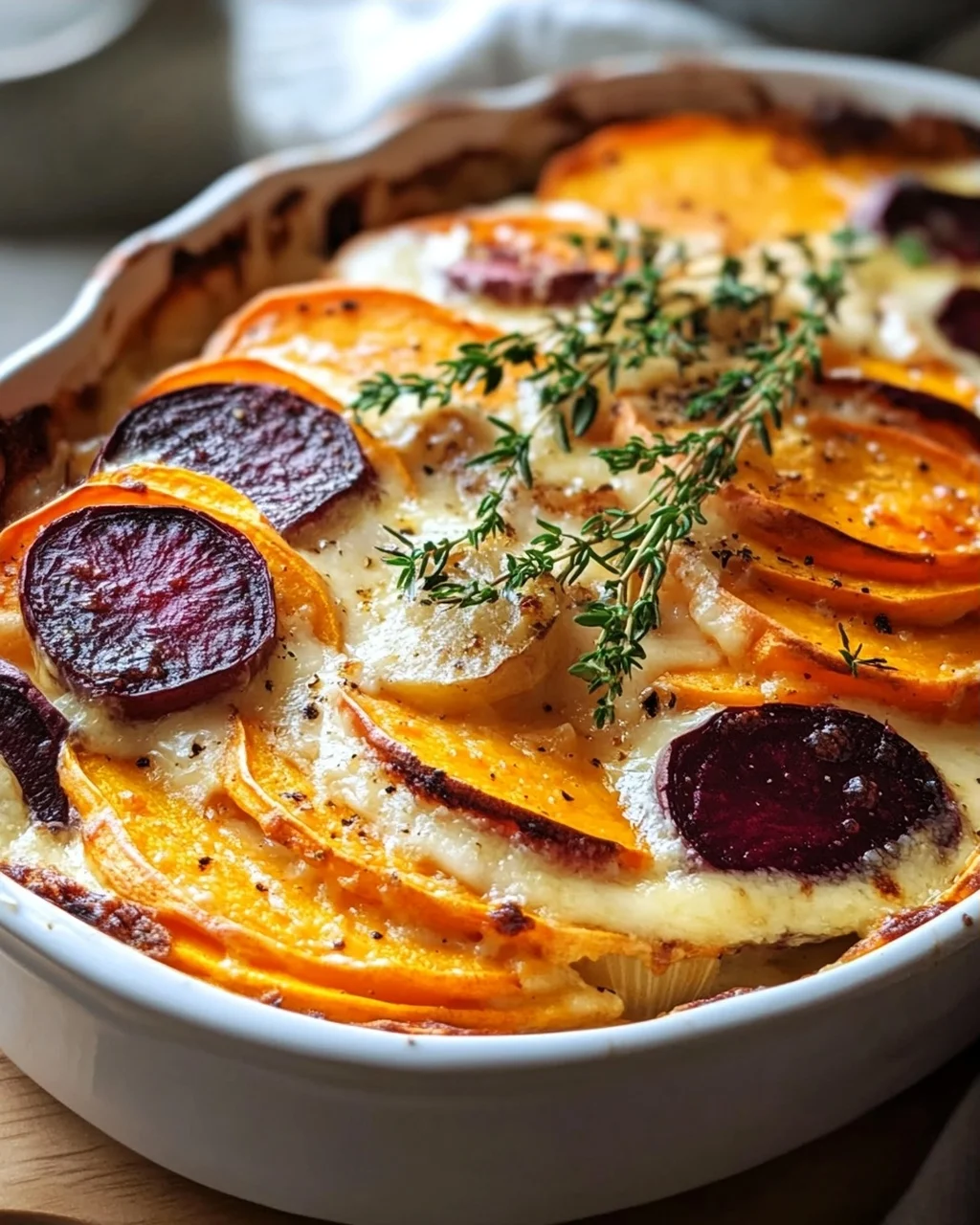 Cheesy Root Vegetable Gratin