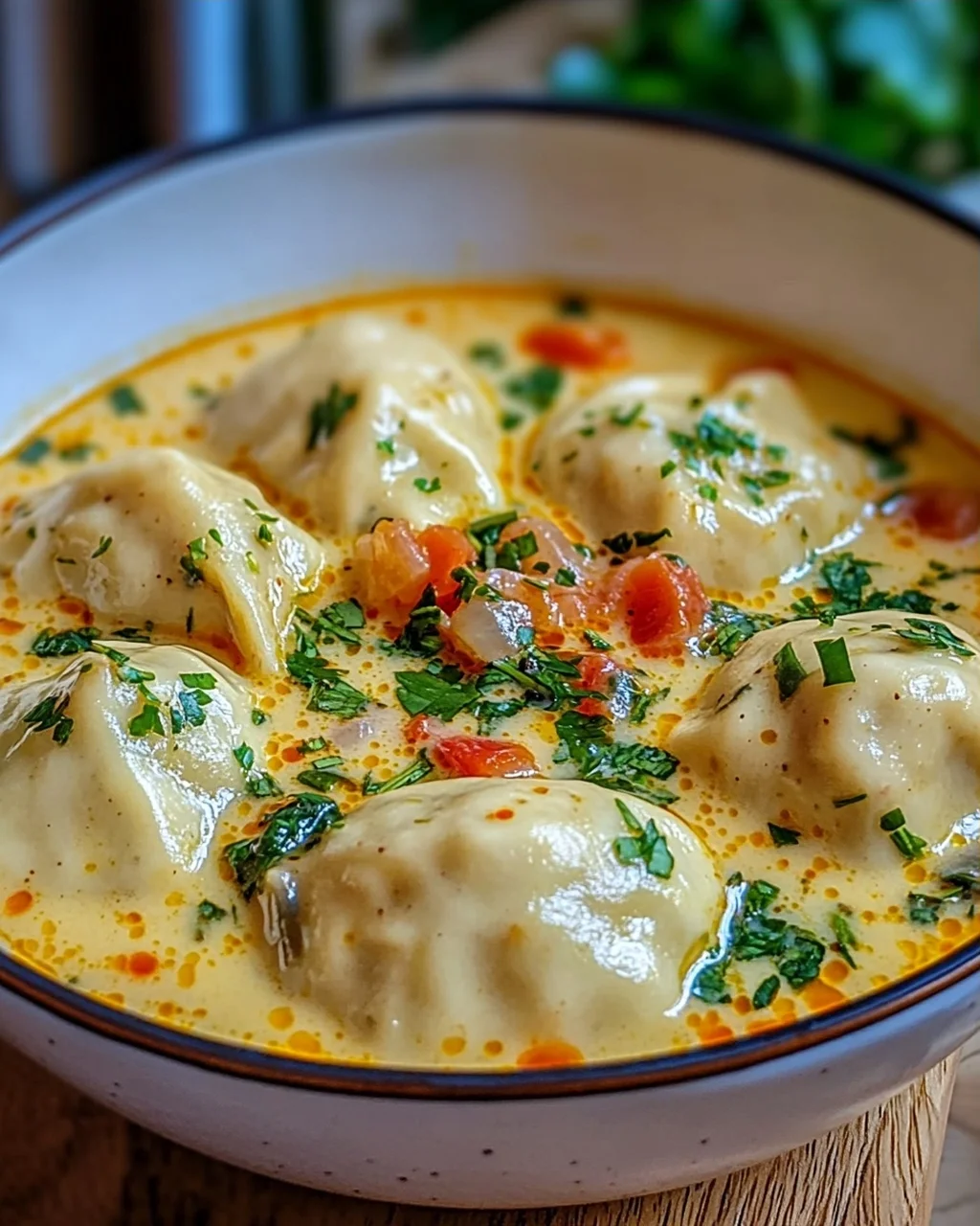 Exotische Kokos Curry Suppe mit Dumplings