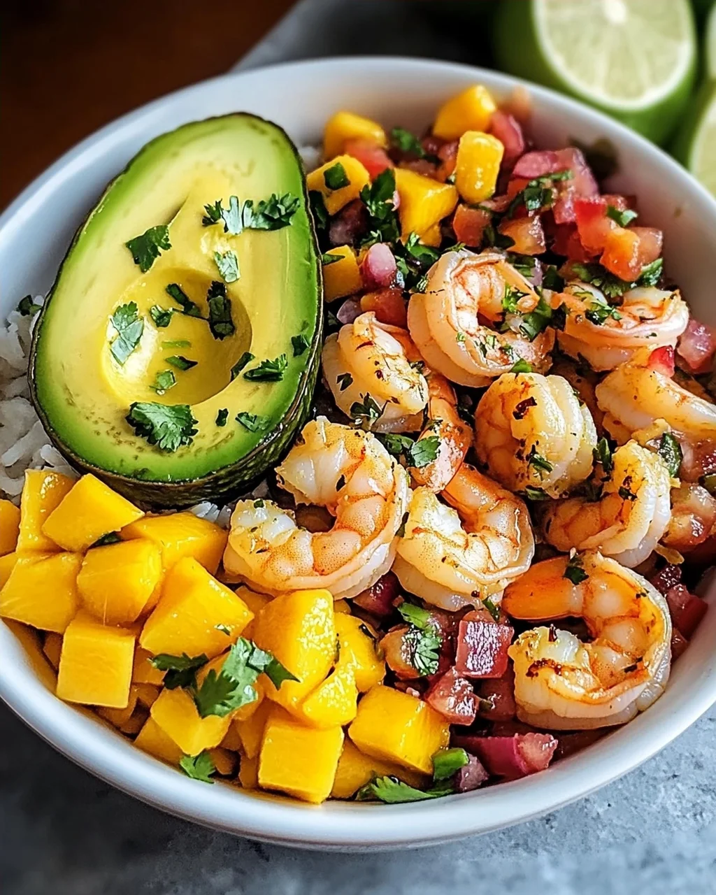 Garnelen- und Avocado-Schalen mit Mangosalsa genießen