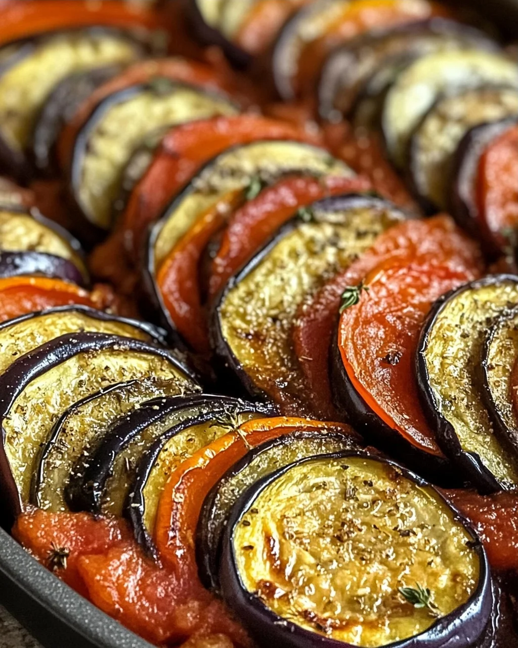 Gebackenes Ratatouille mit aromatischer Tomatensoße