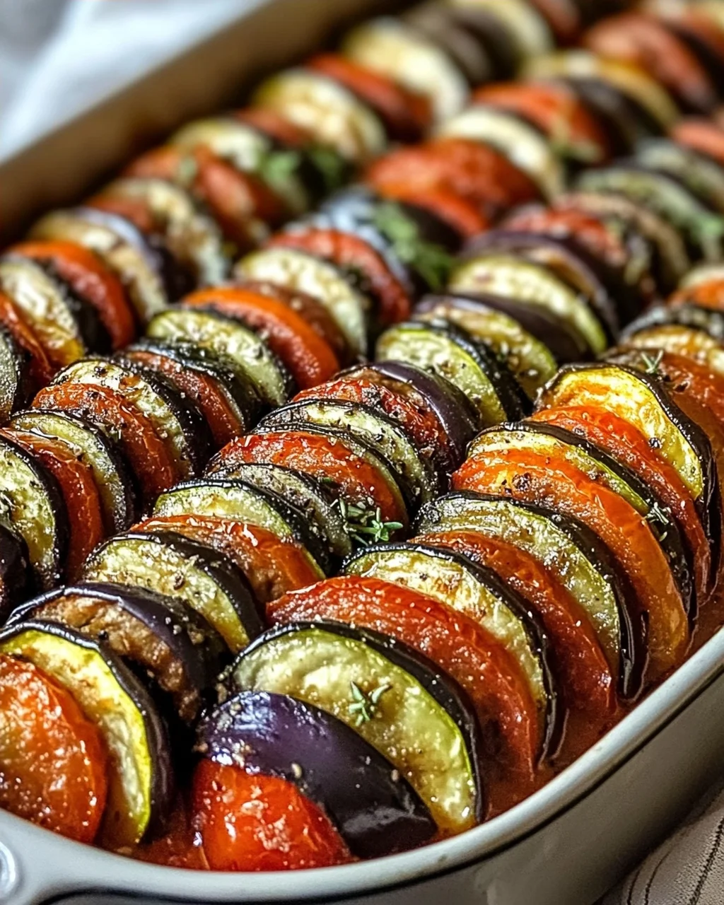 Gebackenes Ratatouille mit aromatischer Tomatensoße
