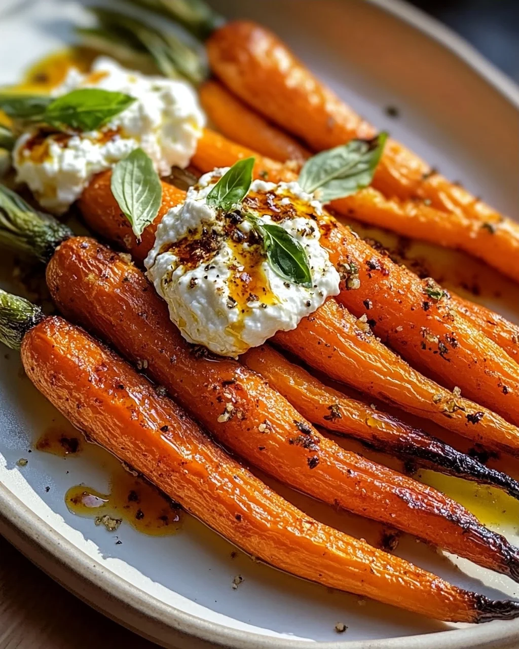 Geröstete Karotten mit geschlagenem Ricotta und Chili-Butter