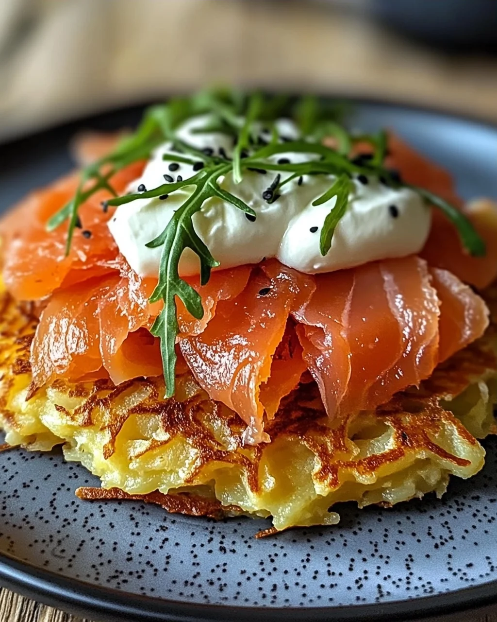Großer Rösti mit Frischkäse und Lachs