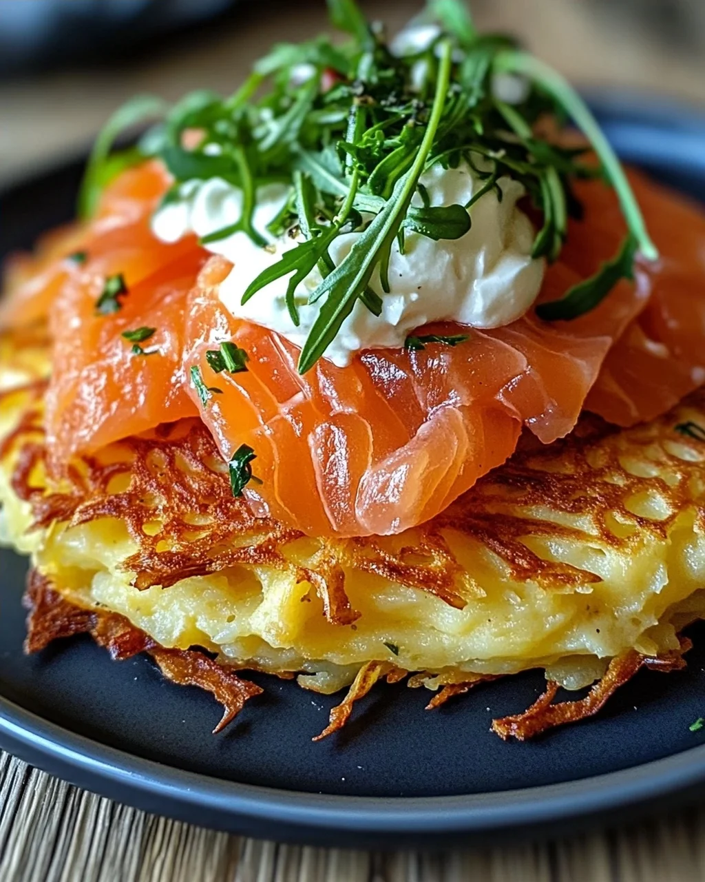 Großer Rösti mit Frischkäse und Lachs