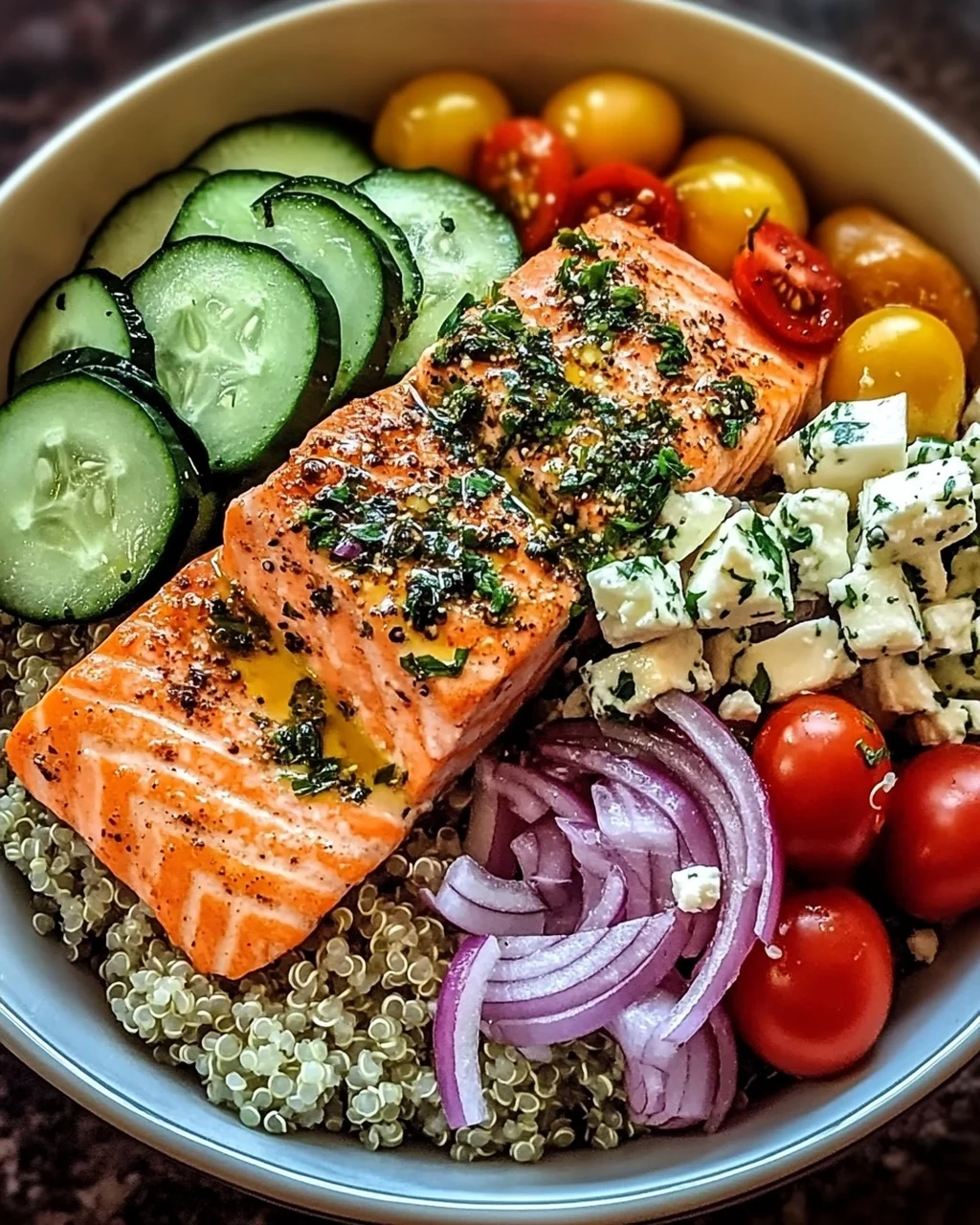 Herzhafter mediterraner Lachs-Bowl in 30 Minuten