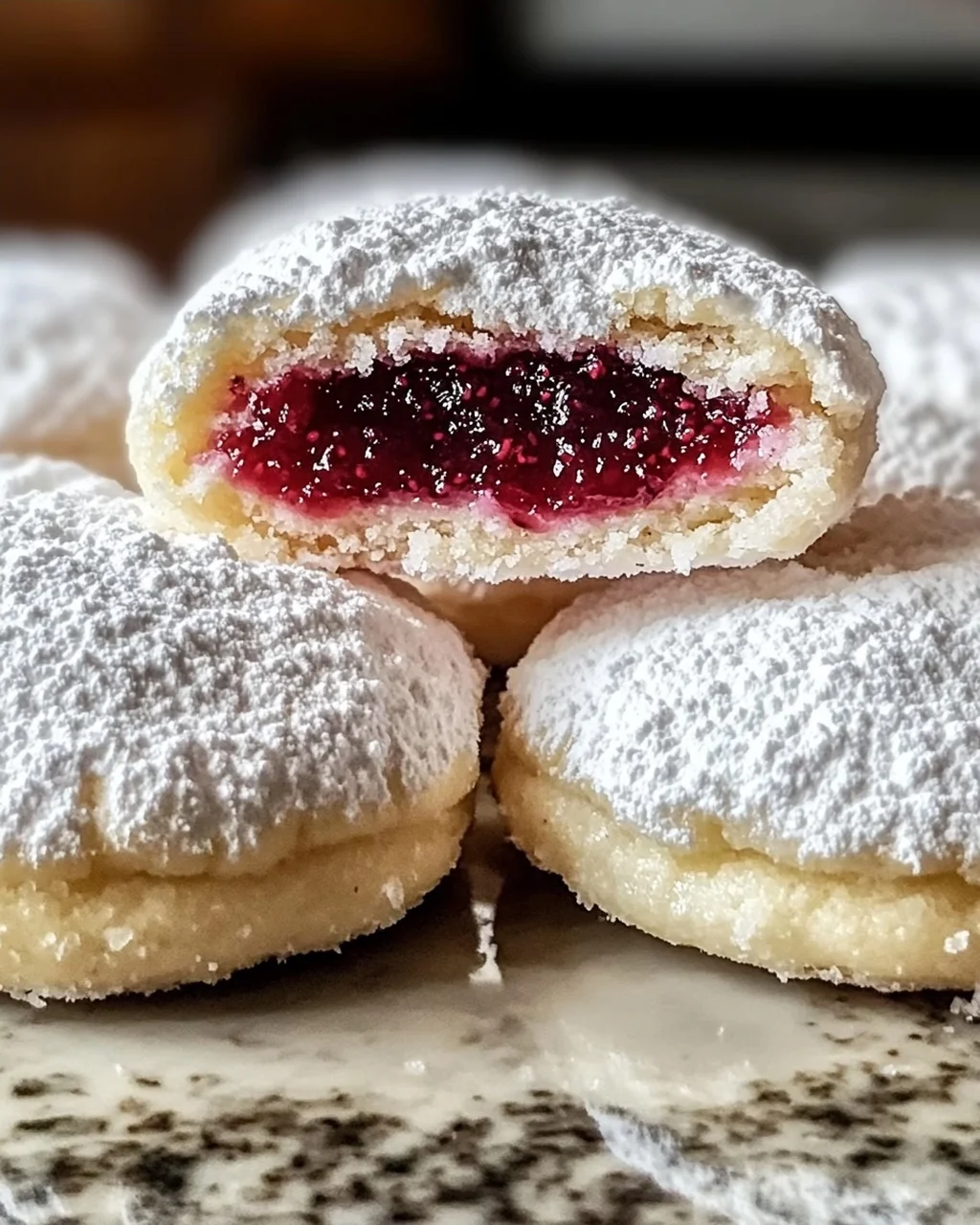 Himbeergefüllte Mandel-Schnee-Kekse ganz einfach gemacht