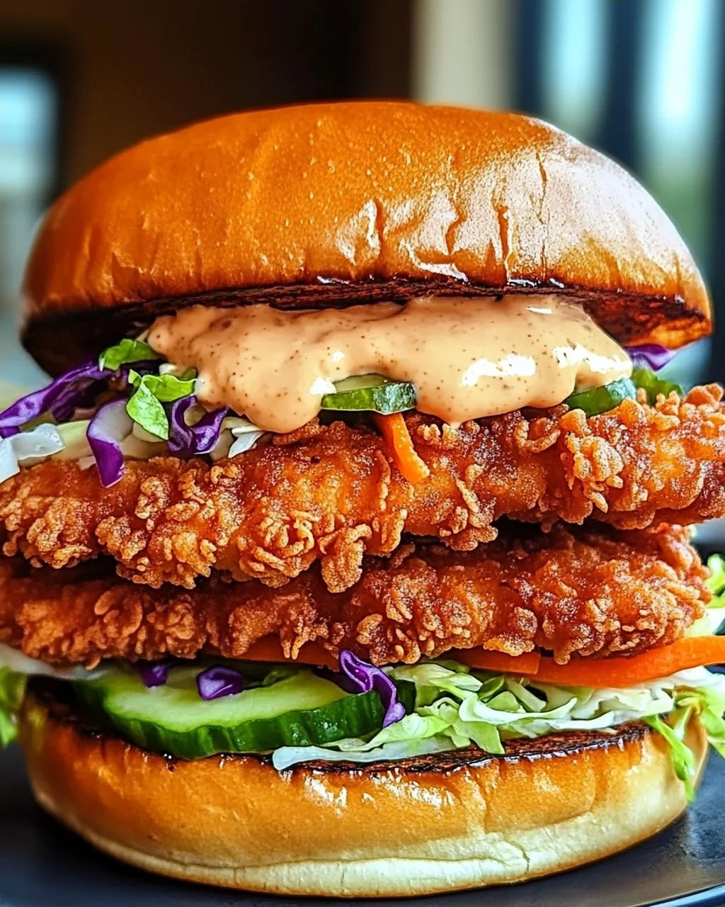 Knuspriges Thai Gebratenes Hähnchen Sandwich erleben