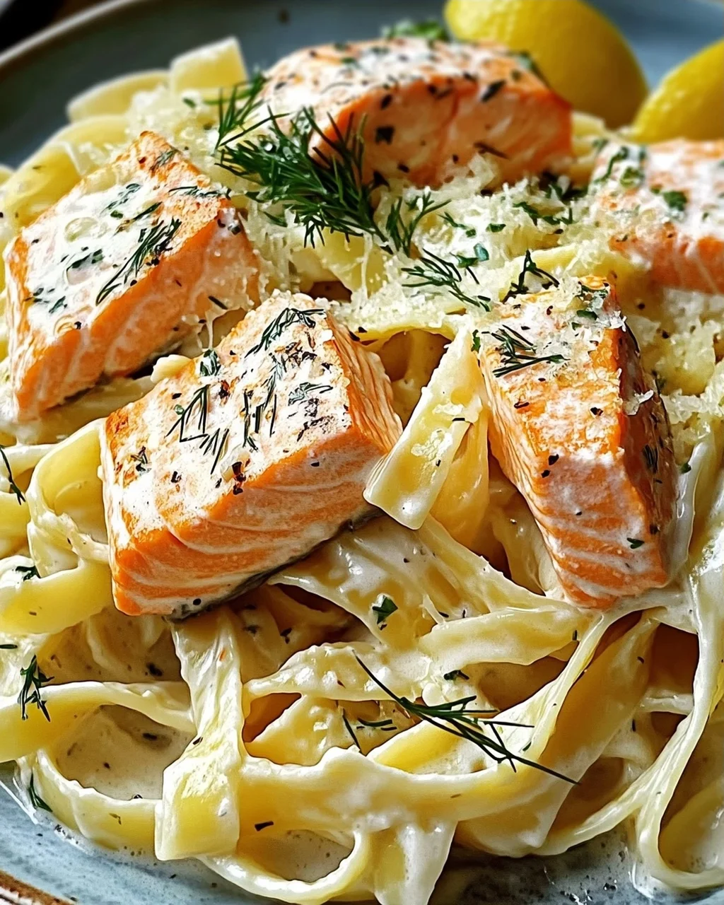 Lachs-Tagliatelle mit cremiger Zitronensoße