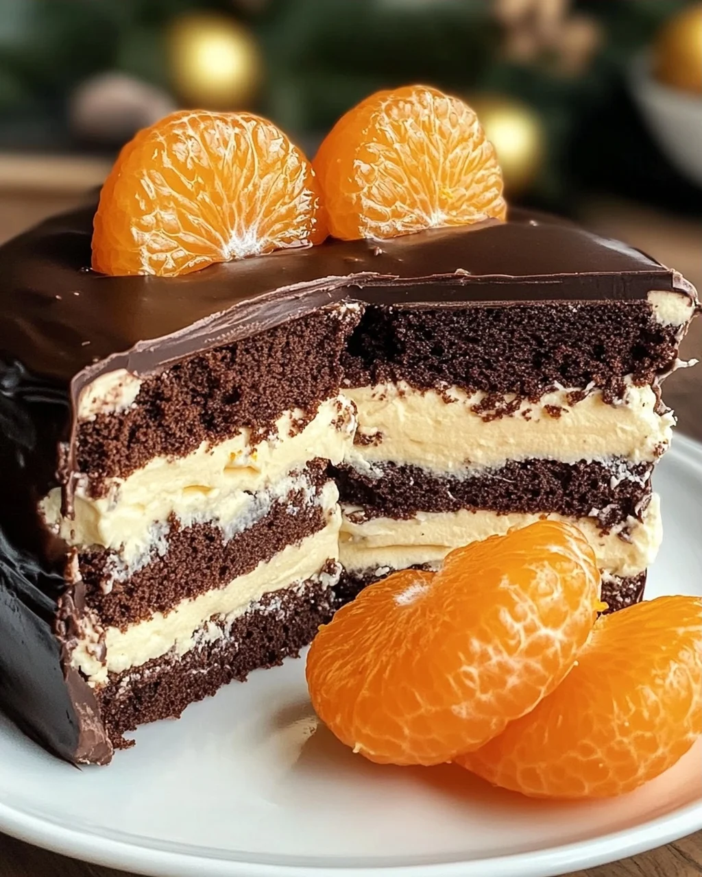 Lebkuchen-Torte mit Paradiescreme und Mandarinen