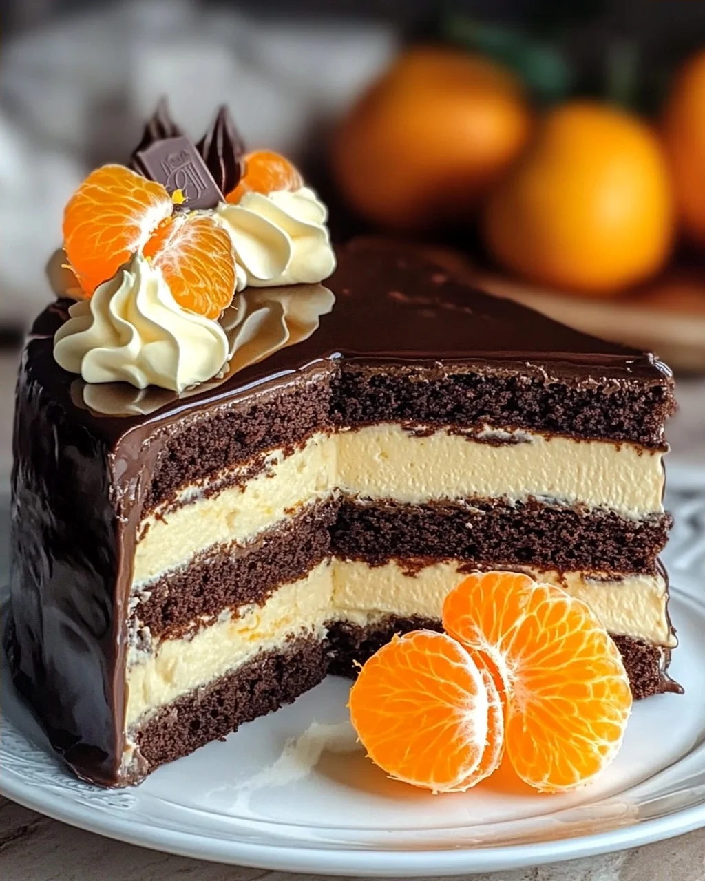 Lebkuchen-Torte mit Paradiescreme und Mandarinen