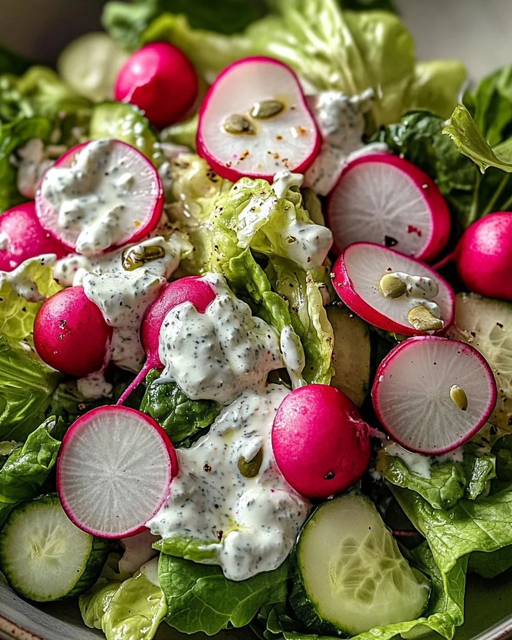 Leichter Frühlingssalat mit Radieschen und Joghurt-Dressing