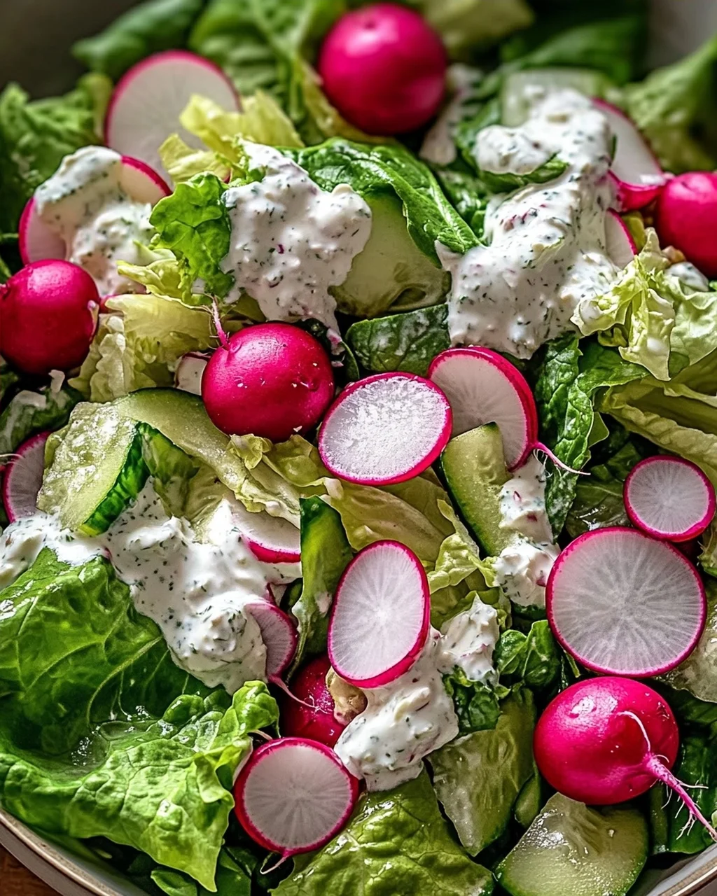 Leichter Frühlingssalat mit Radieschen und Joghurt-Dressing
