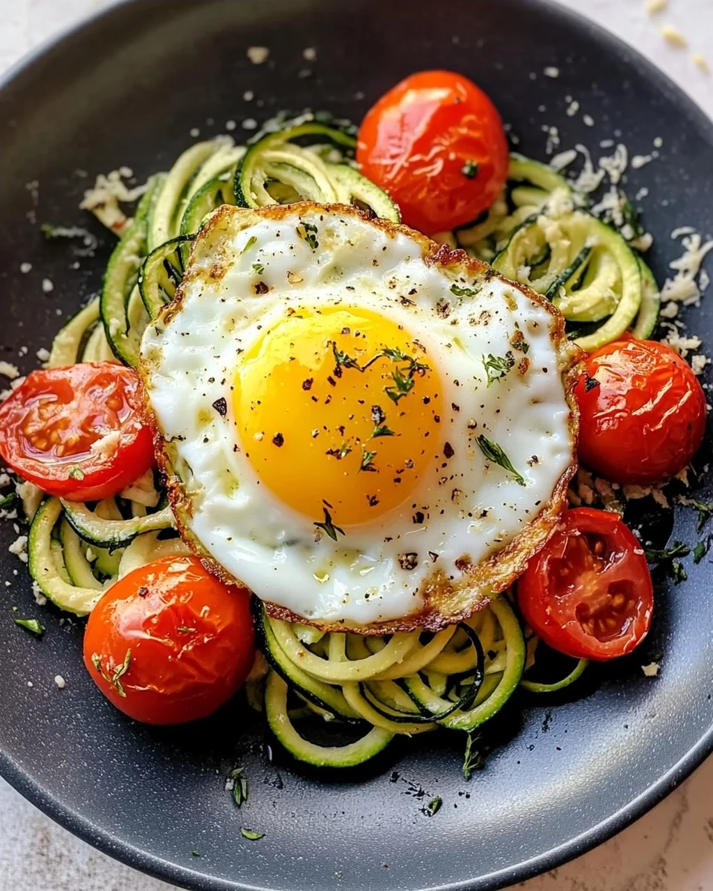 Low Carb Zucchini Nester mit Spiegelei