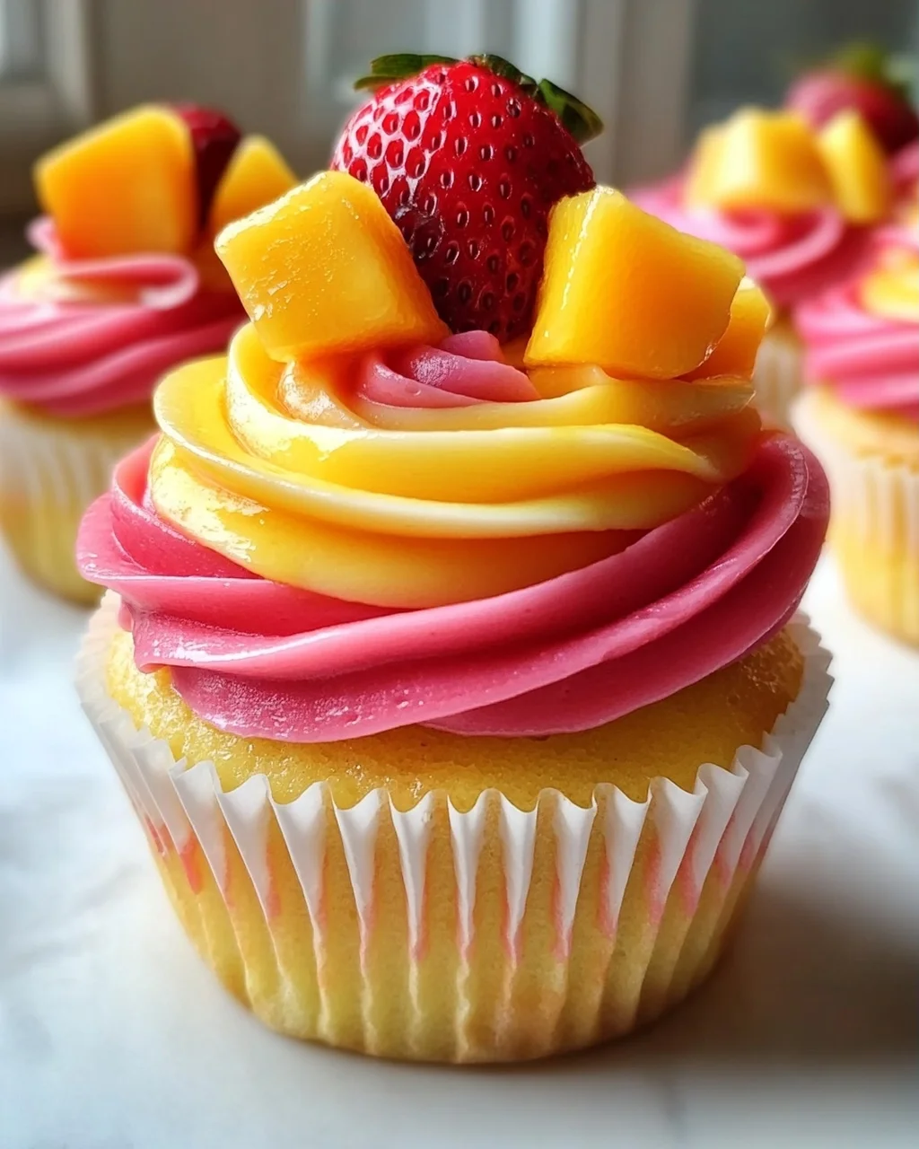 Mango-Erdbeer Sunset Cupcakes: Fruchtiger Sommergenuss!
