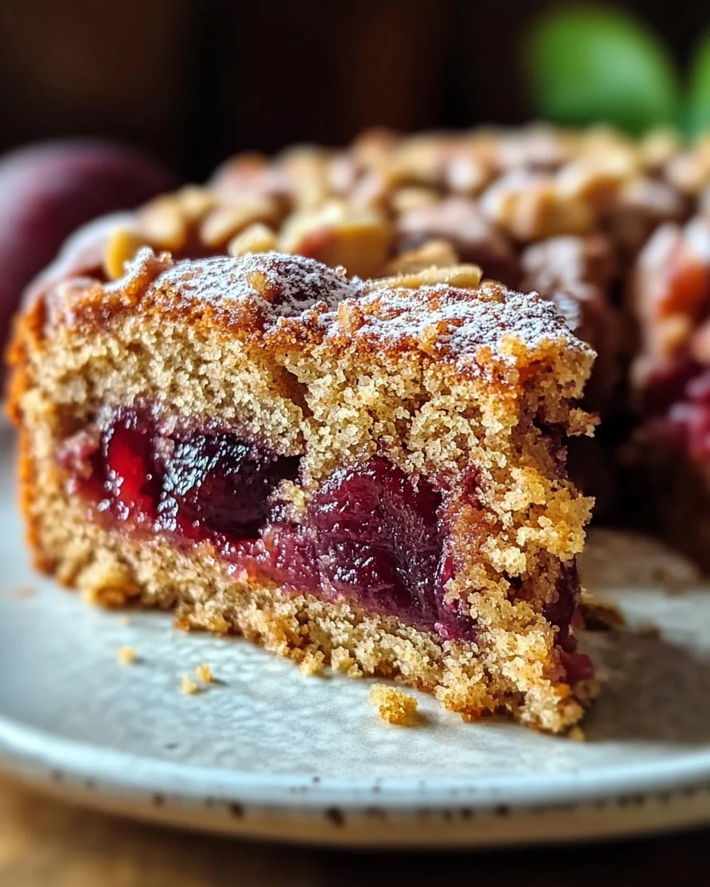 Nutty Cinnamon Cake with Plum Filling – Delicious and Moist!
