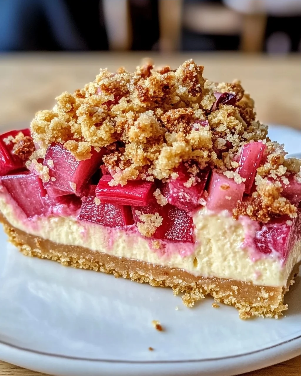 Rhabarber-Cheesecake mit Streuseln ganz einfach selber machen