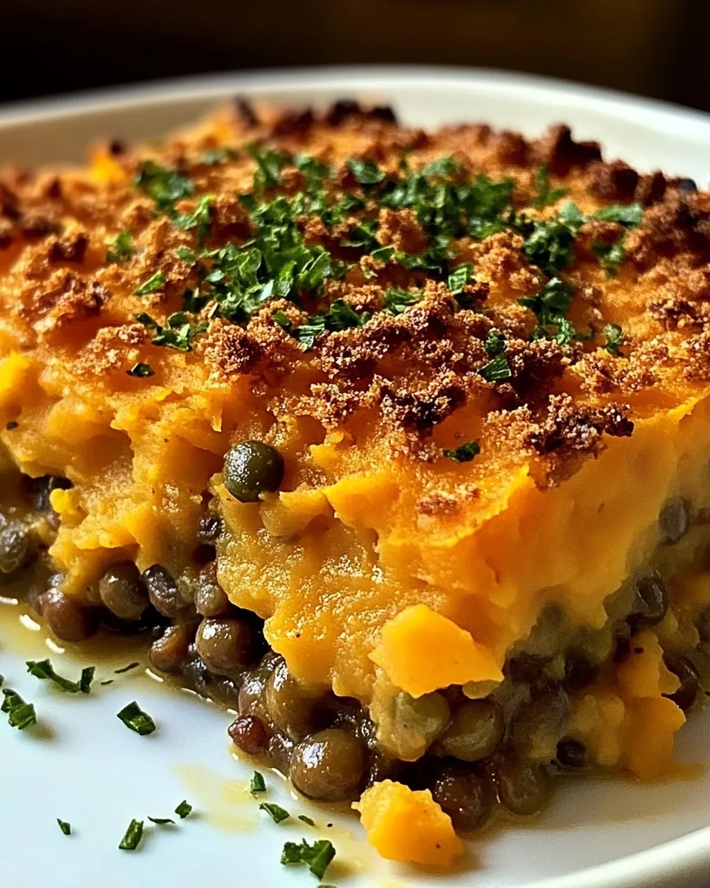 Süßkartoffel- und Linsen-Hirtenkuchen für Veganer